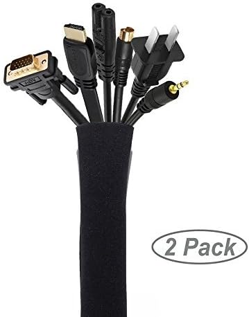 Cable Management Sleeve, [2 Piece], Kosse Cord Management Organizer System for Computer / TV / Home Entertainment, 40 inch Flexible Cable Sleeve Wrap Cover Cable Cord Organizer -Black