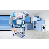 TOP SHOP Tendedero telescópico Girvole XXL En tres niveles, incluyendo azul Clothespins