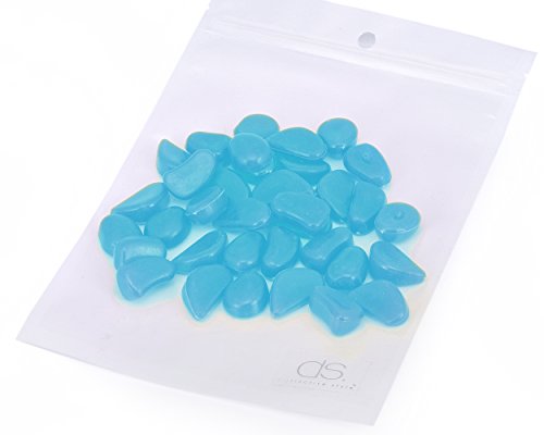 100 pcs Künstlich Hergestellte Glühen im dunklen Kiesel Leuchtsteine Nachtleuchtende Stein Leuchtkiesel Solarsteine für Aquarium/ Garten/ Rasen/ Terrasse Deko – Blau - 8