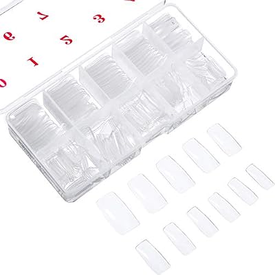Hotop 500 Pièces Faux Ongles Artificiels en Acrylique DIY Faux Ongles Acrylique Gel UV Art Tips (Clair Naturel Complet)
