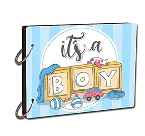 Paper Plane Design Scrapbook Photo Album - Its A Boy Photo Book, Memorable Unique Gift for Mom Kids Babies Craft Picture Scrapbook Diary Album, Size- 12 x 8.5 Inch
