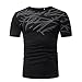 Produktbild Herren T-shirt Tops,Dasongff Männer T-Shirts Kurzarmshirt Top Print Shirt Casual Blusen Pullover Basic O-Neck Sport Shirts Slim Fit Design (M, Schwarz-C)