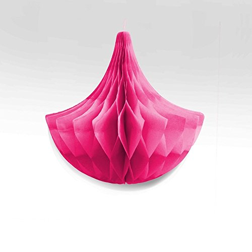 SUNBEAUTY 5er Set Pink Rosa Serie Tissue Papier Pompom & Fächer & Honeycomb Wabenball & Wassertropfen & Lampion Mixed Geburtstag Feier Party Dekoration (Fuchsia 5 Stück) - 2