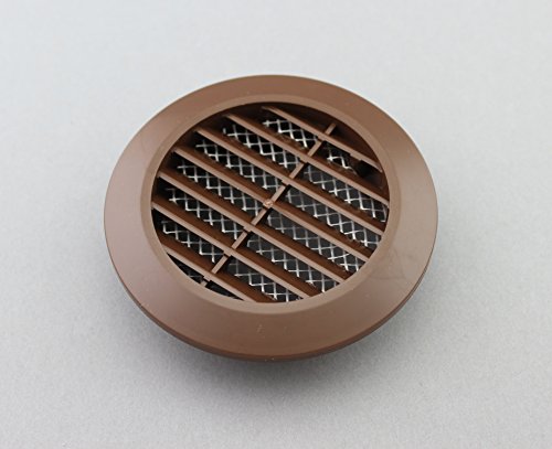 Lüftungsgitter Abschlussgitter rund Ø 90 mm braun mit Insektennetz Gitter ABS Kunststoff witterungsbeständig Insektenschutz - 2