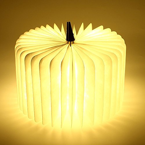 Gearmax® Holz Dekorative LED Nachtlicht Booklight LED Folding Buch Design Wandlampe Kunstlicht mit 2500mAh Lithium 500Lumens Stehlampe (Warmweiß) - 6