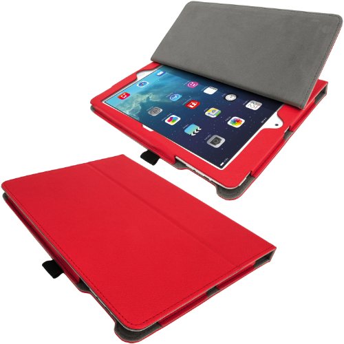 igadgitz Rot PU Ledertasche Hülle Folie für Apple iPad Air 2013 Mit Multi-Winkel Betrachtungs-stand + Auto Sleep/Wake + Displayschutzfolie - 3