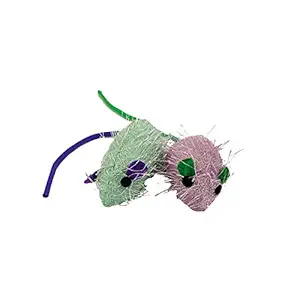 Petlicious & More 2 Pcs Mouse Plush Toy Interactive Cartoon Pet Funny Toys for Cats Kittens (Color May Vary, Pack of One Pair)