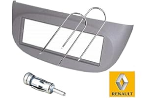Sound-way Kit Montage Autoradio, Cadre Façade 1 DIN, Adaptateur Antenne, Clés Démontage Compatible avec Renault Twingo, Wind 2 II