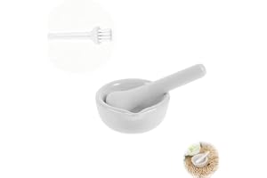 WILL LIKE Set med mortelstöt och mortelstöt, litet porslinsmortel och mortelset, keramisk medicinskål, pestmortelstöt, lämplig för hem och laboratorium(60 cm)
