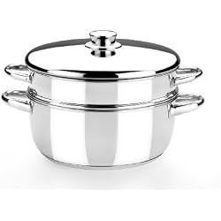 Monix Optima - Cuiseur Vapeur 24 cm avec Couvercle en Acier Inoxydable 18/10