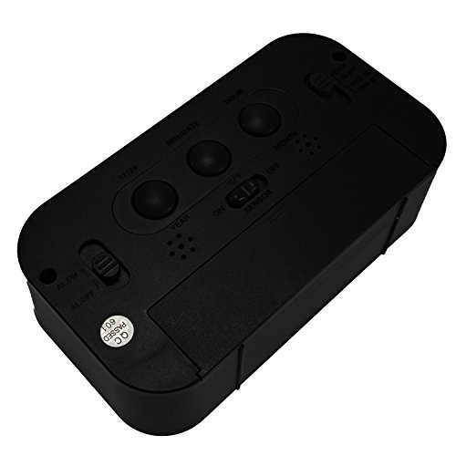 Digital Wecker Reisewecker Digitaluhr großem LED Display Lichtsensor Datumsanzeige snozze Temperaturanzeige Farbe Schwarz - 5