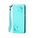 Produktbild Nancen Samsung Galaxy Grand Prime SM-G530 G531F (5 Zoll) Handyhülle, Luxus Mint grün Prägung Schmetterling und Blume Muster Flip Case PU Leder Tasche Ledertasche Etui Protective Schale Bookstyle Schutzhülle mit Standfunktion