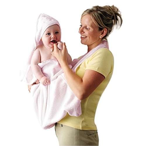 Clevamama Extra Large Hooded Baby Towel and Apron Wrap - Pink
