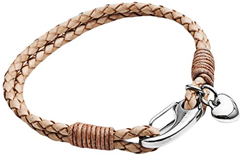 Tribal Steel 2 reihiges Lederarmband fr Damen naturfarben mit Edelstahl-Herzanhnger und Karabinerverschluss 19 cm Tribal Steel 2 reihiges Lederarmband fr Damen naturfarben mit Edelstahl-Herzanhnger und Karabinerverschluss 19 cm