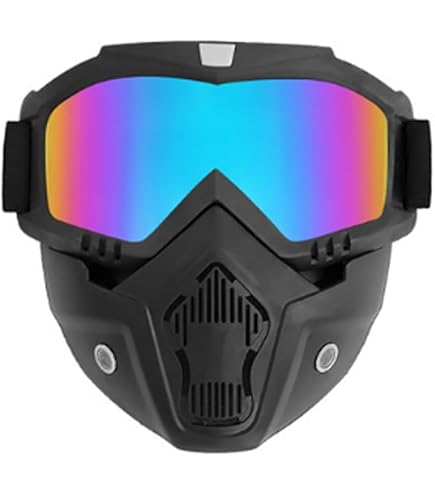 Lunettes De Protection Moto HCMAX Avec Masque Facial Détachable - Style Harley - Anti-buée, Coupe-vent - Protection UV Et Anti-poussière - 14