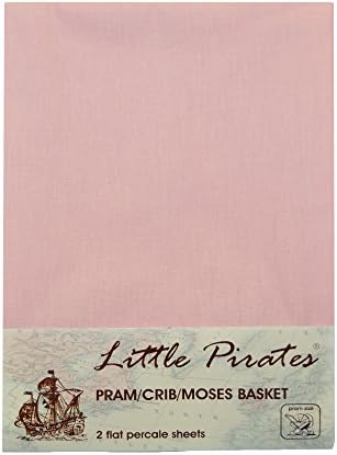 2 x Baby Pram Crib Moses Basket Pink Flat Sheet 100% Luxury Ranforce Cotton