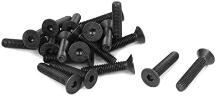 Sourcingmap M6 x 30mm Metric Hex Socket Countersunk Head Screw Bolts Black 20PCS