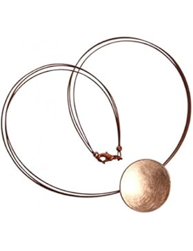 GEMSHINE Damenhalskette in hochwertiger Mattverarbeitung, 925 Silber rose vergoldet. Runder Designer Anhänger...