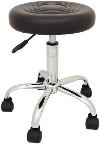 Hartleys Black Faux Leather Round Stool