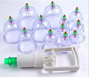 KBZONE 12Pcs Massage Cans Cups Chinese Vacuum Cupping Kit Pull Out Apparatus Relax Massagers Traditional Healthy Body Acupuncture Suction Therapy Body Massager Deep Tissue Muscle Relaxer Sets