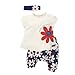 ROPALIA Girl Kid T-shirt Headband+Top+Pants Shorts Flower 3pcs Clothes Set