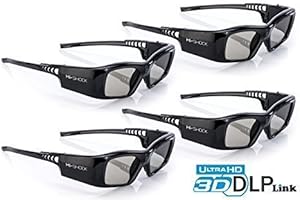 Hi-SHOCK DLP Pro 7G Lot de 4 Paires de Lunettes 3D pour projecteur DLP FullHD/UHD 3D (96-200 Hz, 39 g, Batterie, DLP Link)
