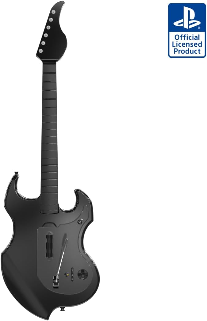 PDP RIFFMASTER Wireless Guitar Controller for PlayStation 5 and PlayStation 4, PS5/PS4, Rock Band 4, Audio Jack, Rechargeable Battery, Officially Licensed by Sony - Black