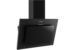 TopStrong Cooker Hood 60cm, Cooker Extractor Hood Tempered Glass Stainless Steel Kitchen Extractor, Extractor fan kitchen 3 Speed Push Button Control, LED Light, Black