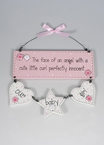 Shabby Chic Nursery plaque with Hanging Hearts and Star (Baby Pink)