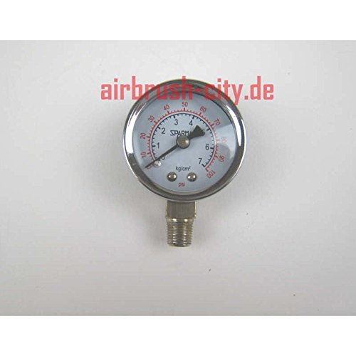 Preisvergleich Produktbild Unbekannt Manometer - für Airbrush Kompressoren - Seitenanschluß G1 / 8 Zoll