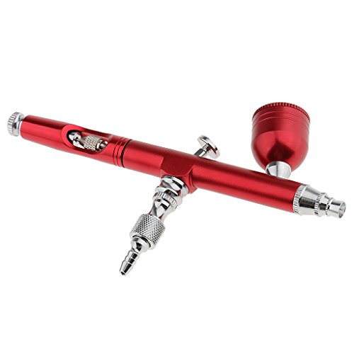 MagiDeal Spritzpistole – Airbrushpistole Dual Action Gravity Feed Spray Gun Tattoo Nail Art Paint Kit – Rot - 9