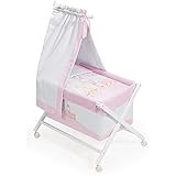 Minicuna DOSEL Plegable Friends ROSA: Estructura + Vestidura + Dosel + Colcha Desenfuntable + Colchón + Almohada