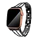 Produktbild Mumuj Edelstahl Kette Stil Armband, Edelstahlarm Metall UhrBand Edelstahlgitter Verstellbarer Frauen Ersatzband Band Armreif für Apple Watch 4/3/2/1 38 / 40mm (Schwarz)