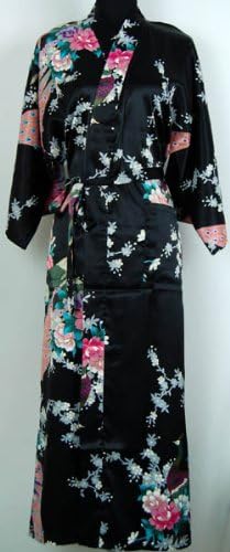 Shanghai Tone® Lingerie Kimono Robe Sleepwear Gown Black One Size