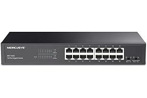 Mercusys MS116GS | 16-Portowy Przełącznik Gigabitowy Desktop/Rackmount | Plug & Play | Tryby Izolacji i Zapobiegania Pętlom | Wytrzymała Metalowa Obudowa