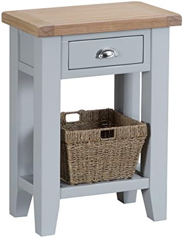 Taunton Grey Painted Telephone Console Table 1 Drawer 1 Shelf with Lime wash Oak Tops