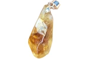 HSTUO 1PC Citrine Rough Stone Irregular Rough Stone Citrine Pendant