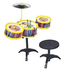 Drum Set Toy for Kids, Musical Instruments Playing Rhythm Beat Toy for Boys and Girls, Multicolor Pack of 1