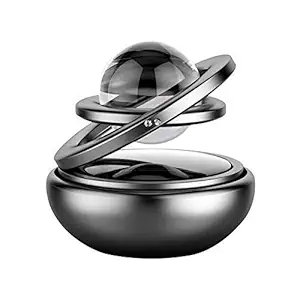 Dhaani Solar Car perfumes & fresheners | Double ring crystal auto-rotating with glass ball aromatherapy for Cars, Home & Office | Air fresher decoration perfume diffuser (Black)
