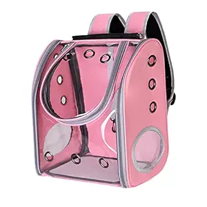 Meri SHOPP Pet Carrier Bag Breathable Dog Outdoor Travel Transparent Backpack Pink