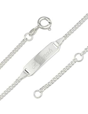 Schmuck-Pur Echt Silber Kinder-ID-Armband Babyarmband Panzer 1,7mm 14cm mit Gravur