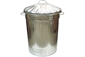 EasyShopping NEW Small Medium Large 15L 30L 40L 45L 60L 90L 110L Litre Metal Galvanised Home Garden Bin Leaves Paper Wood Rubbish Dustbin Made In U. K. (90 Litre)