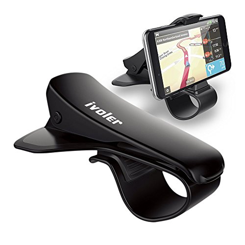 iVoler - Supporto porta cellulare da auto, con fissaggio potente, senza ventosa, per iPhone 7/7 Plus/6S/6S Plus/5S/5C/SE, Samsung Galaxy S8/S7 Edge/S6 Edge, Huawei P10/P9/P8 Lite, LG G6, GPS, lettori MP3 e altri Smatphone