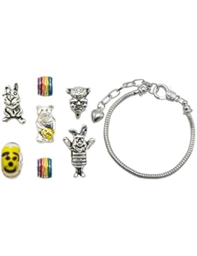 'Winnie the Pooh' Kinder Pandora Stil Geburtstag Charme Armband mit Geschenk-Box Mädchen Schmuck