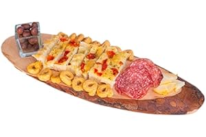 MOTTINOX Tagliere Ovale Bordo Corteccia, Vassoio Aperitivi Tronco Vero Legno, Dimensioni 45x15x3 (1 Pezzo)