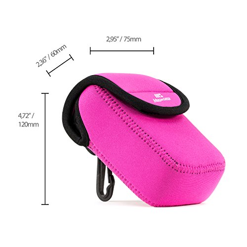 MegaGear   Ultra Light   N  opr  ne Sac Camera Case avec mousqueton pour Canon PowerShot G7 X  Canon PowerShot G7 X Mark II  Nikon COOLPIX AW130  S9900  Olympus STYLUS XZ-2  Rose 