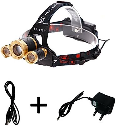 Brightest and Best 1500 Lumen Bright Headlamp Flashlight Torch 3 CREE XM-L2 T6 LED with Rechargeable Batteries for Reading Outdoor Running Camping Fishing Walking - Waterproof Headlight by Leducia