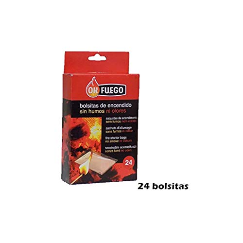 OK FUEGO Bolsitas de Encendido sin Humos ni olores para chimeneas, barbacoas,Estufas