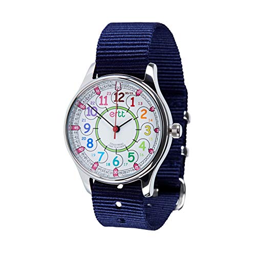 Easyread Time Teacher WERW-COL-24 Montre étanche en polyuréthane avec cadran 24 heures arc-en-ciel et bracelet violet, bleu marine, 1