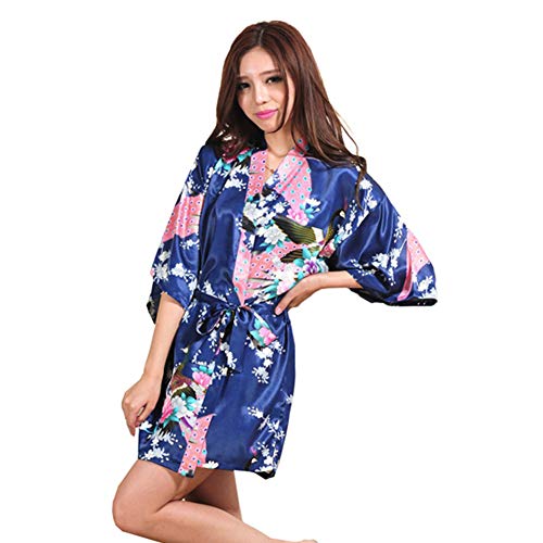 Preisvergleich Produktbild Hochzeit Brautjungfer Makeup Cardigan, Bademantel, Heißprägen, Damen dünne Pfau Pfingstrose Kleid Purple L
